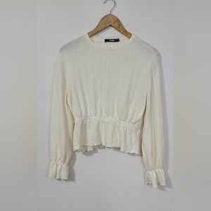 BIKBOK Cream Sweater With Bell Sleeve and Elastic Waist Bell Bottom Size Small